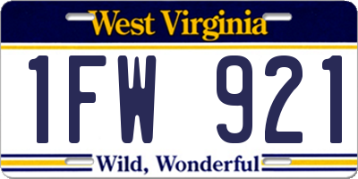WV license plate 1FW921