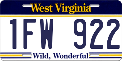 WV license plate 1FW922