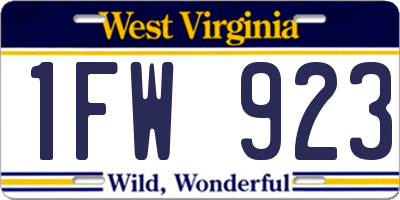 WV license plate 1FW923