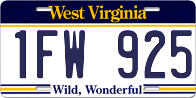 WV license plate 1FW925