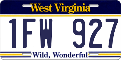 WV license plate 1FW927