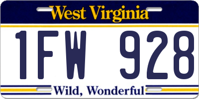 WV license plate 1FW928