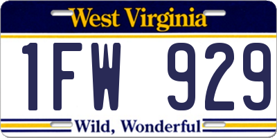 WV license plate 1FW929