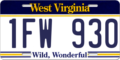 WV license plate 1FW930
