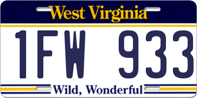 WV license plate 1FW933