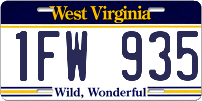 WV license plate 1FW935