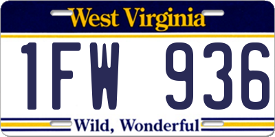 WV license plate 1FW936