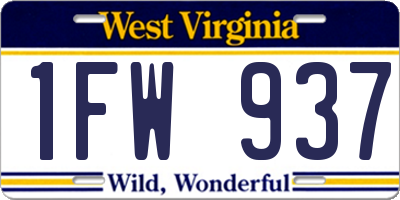 WV license plate 1FW937