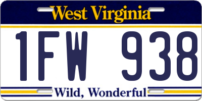 WV license plate 1FW938