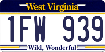 WV license plate 1FW939