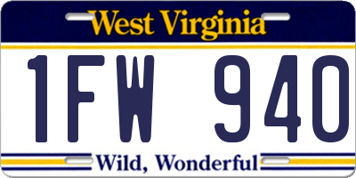 WV license plate 1FW940
