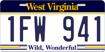 WV license plate 1FW941