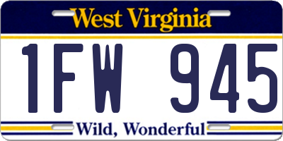 WV license plate 1FW945