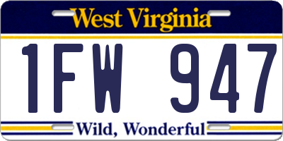 WV license plate 1FW947