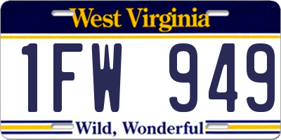 WV license plate 1FW949