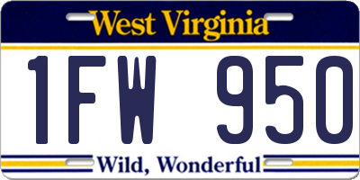 WV license plate 1FW950