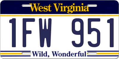 WV license plate 1FW951