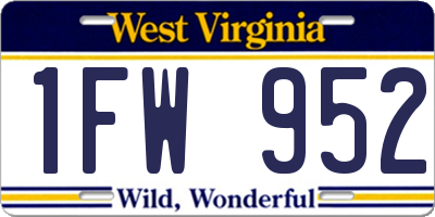 WV license plate 1FW952