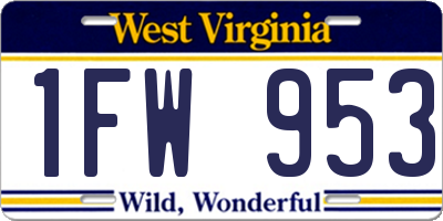 WV license plate 1FW953