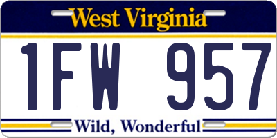 WV license plate 1FW957