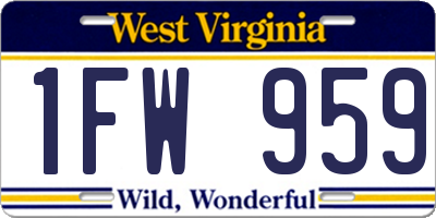 WV license plate 1FW959