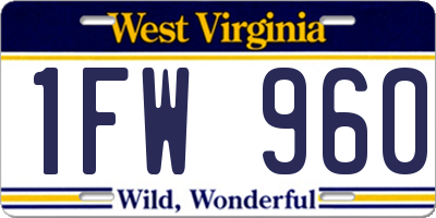 WV license plate 1FW960