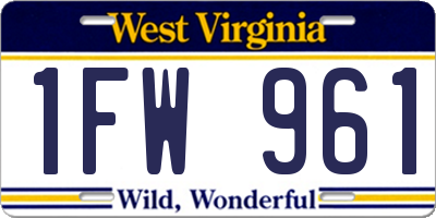 WV license plate 1FW961