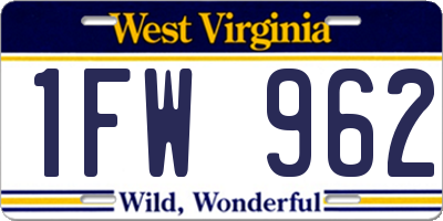 WV license plate 1FW962