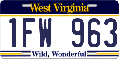 WV license plate 1FW963