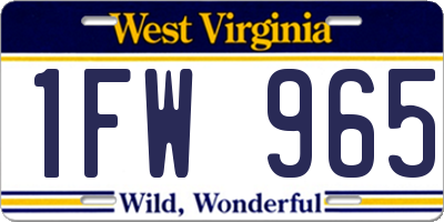 WV license plate 1FW965