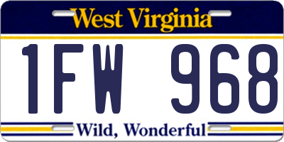WV license plate 1FW968