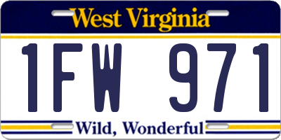 WV license plate 1FW971