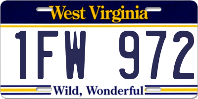 WV license plate 1FW972
