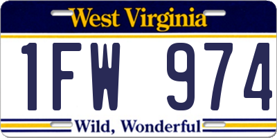 WV license plate 1FW974