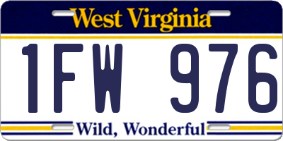 WV license plate 1FW976