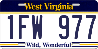 WV license plate 1FW977