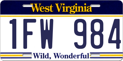 WV license plate 1FW984