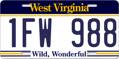 WV license plate 1FW988