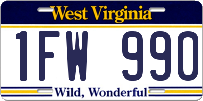 WV license plate 1FW990