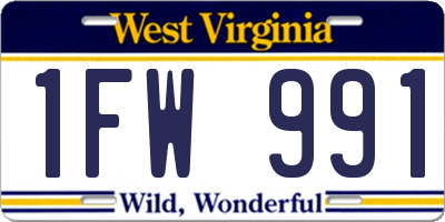 WV license plate 1FW991