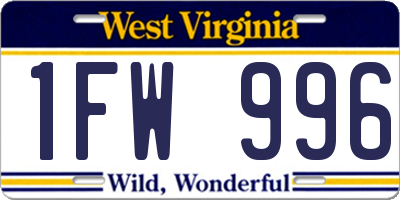 WV license plate 1FW996