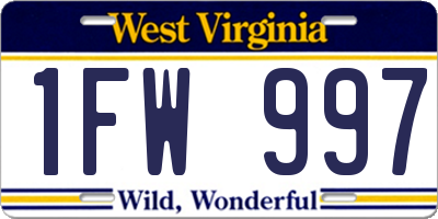 WV license plate 1FW997