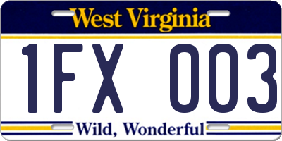WV license plate 1FX003