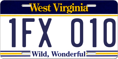 WV license plate 1FX010