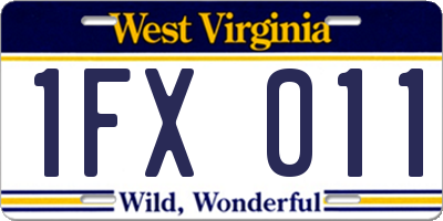 WV license plate 1FX011