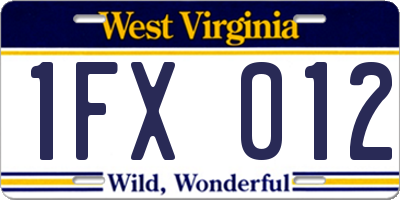 WV license plate 1FX012