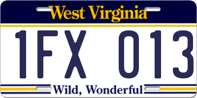 WV license plate 1FX013