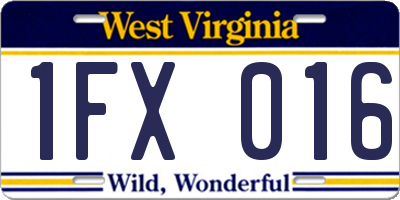 WV license plate 1FX016