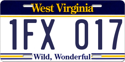 WV license plate 1FX017
