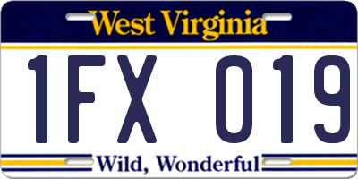 WV license plate 1FX019